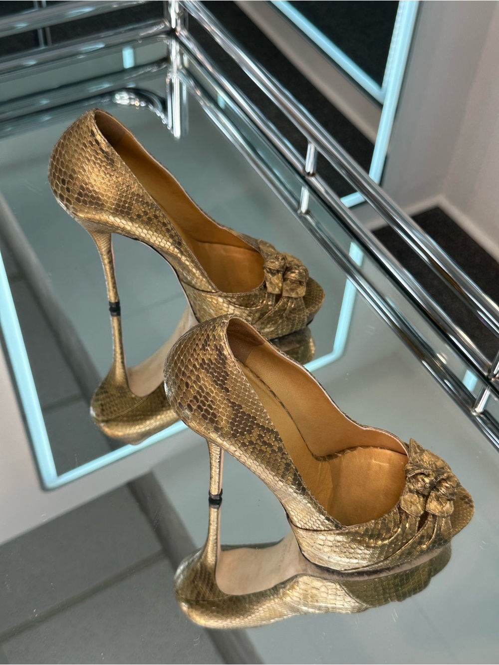 Gucci python peep-toe heel - Picture 4 of 10